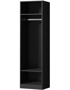 Oikiture Open Wardrobe Shelf Unit Clothes Storage 3 Shelves Hanging Rail Black