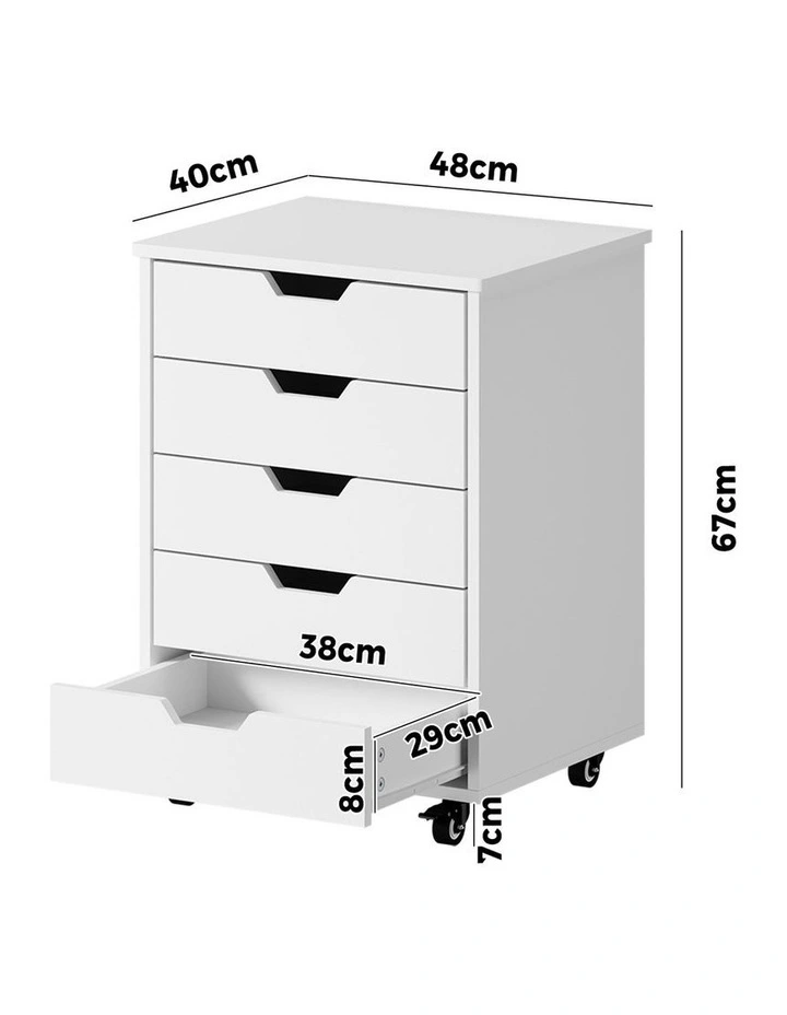 Oikiture 5 Drawer Mobile Filing Cabinet Storage Cabinet Home Office White image 3