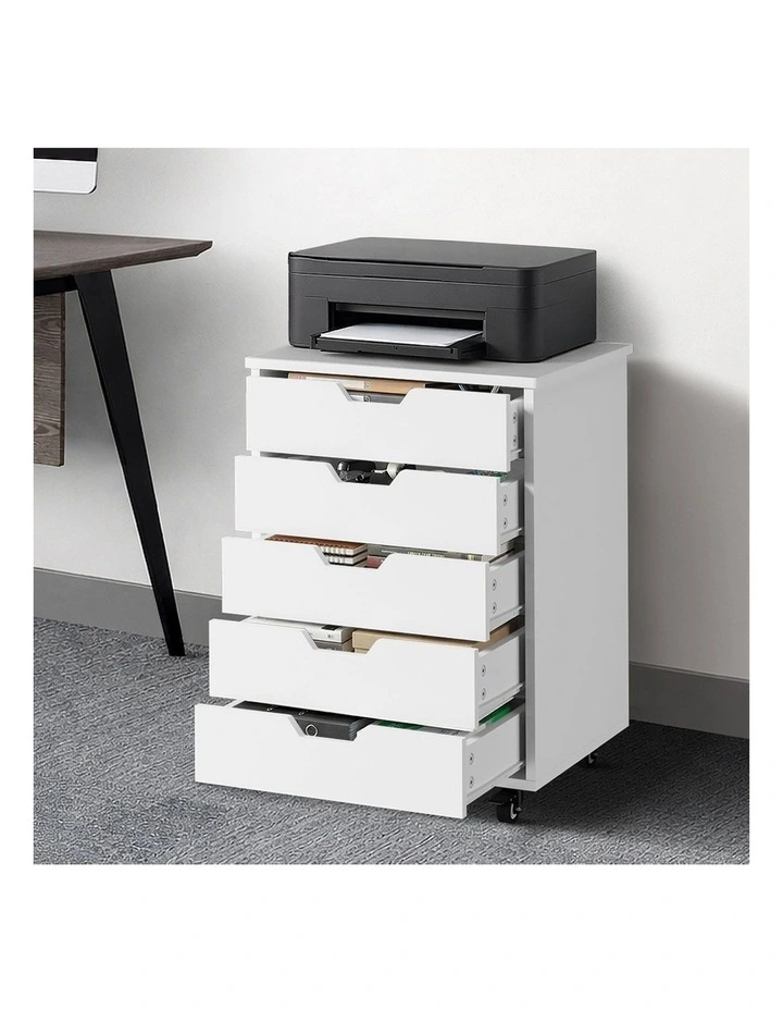 Oikiture 5 Drawer Mobile Filing Cabinet Storage Cabinet Home Office White image 5