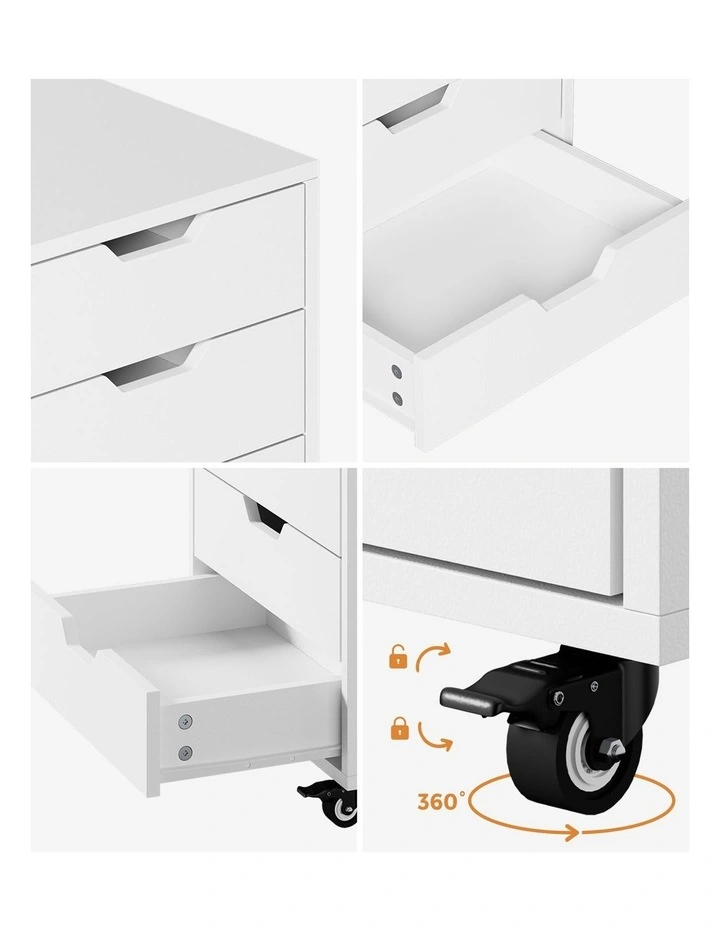Oikiture 5 Drawer Mobile Filing Cabinet Storage Cabinet Home Office White image 6