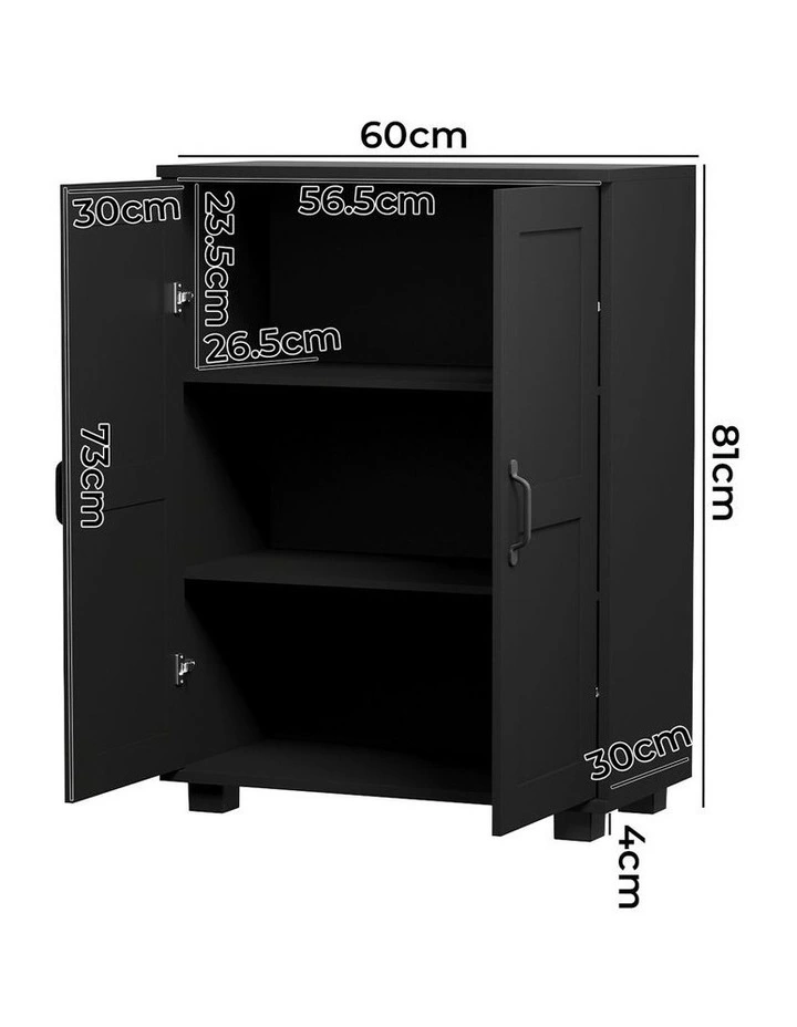 Oikiture Storage Cabinet Bathroom Buffet Sideboard 2 Door Cupboard Black image 3