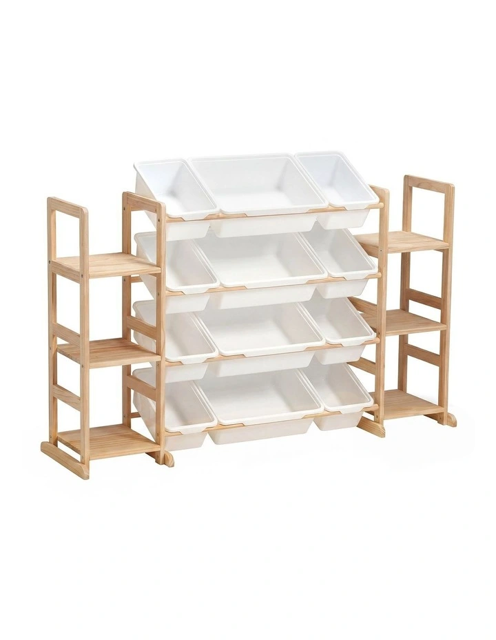 PlayPals Kid Storage Box Toys Organizer 6 Shelves and 12 Bins Display Rack White image 1