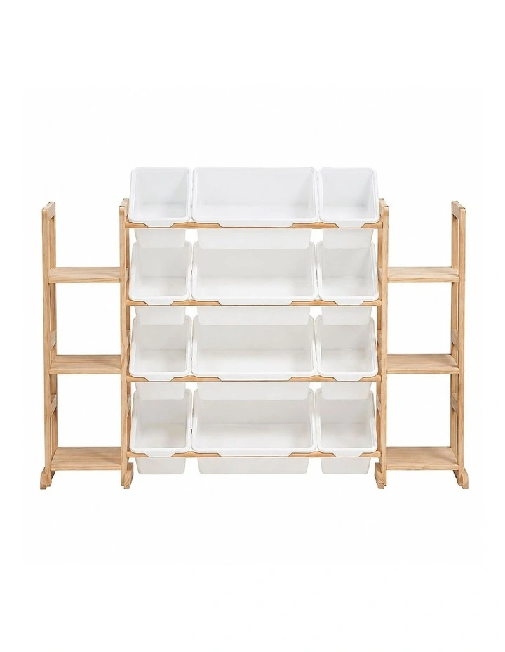 PlayPals Kid Storage Box Toys Organizer 6 Shelves and 12 Bins Display Rack White image 2