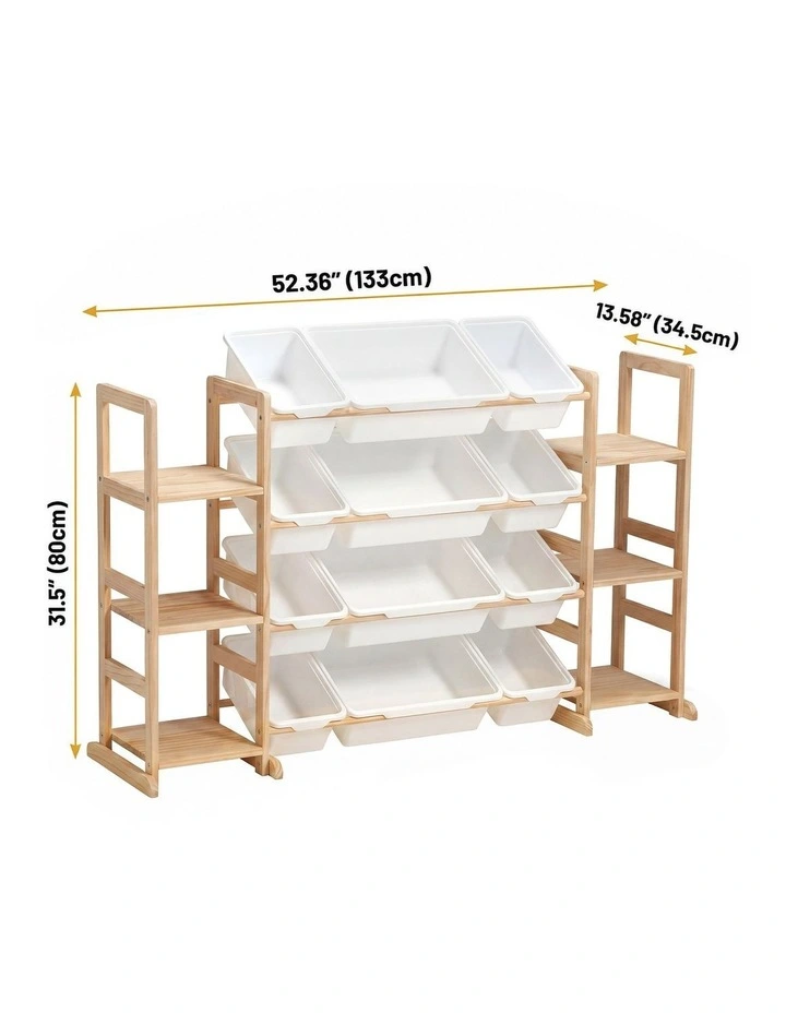 PlayPals Kid Storage Box Toys Organizer 6 Shelves and 12 Bins Display Rack White image 3
