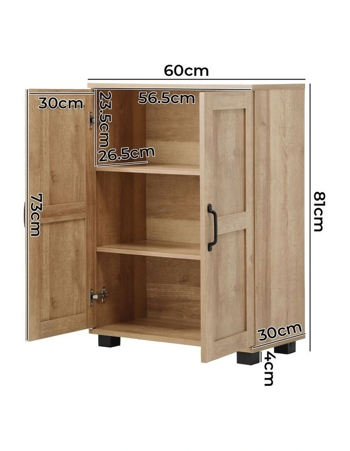 Oikiture Storage Cabinet Bathroom Buffet Sideboard 2 Door Cupboard Natural image 3