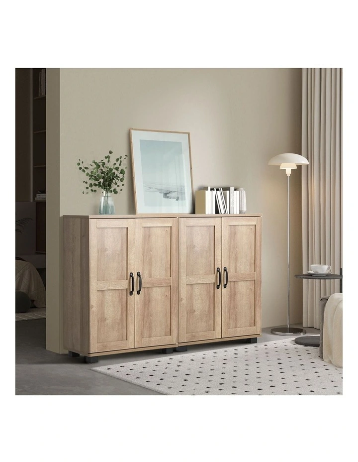 Oikiture Storage Cabinet Bathroom Buffet Sideboard 2 Door Cupboard Natural image 5