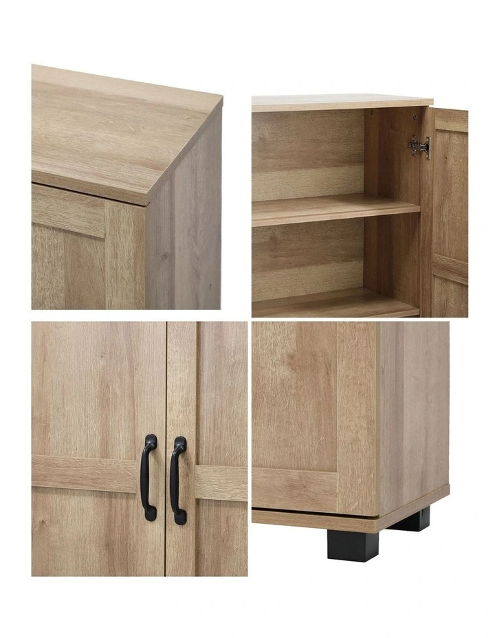 Oikiture Storage Cabinet Bathroom Buffet Sideboard 2 Door Cupboard Natural image 6