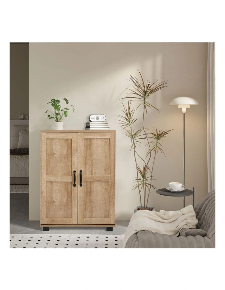 Oikiture Storage Cabinet Bathroom Buffet Sideboard 2 Door Cupboard Natural image 7