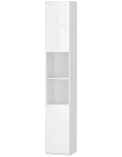 Oikiture Bathroom Cabinet Storage High Gloss Tall Cupboard Toilet Shelf White