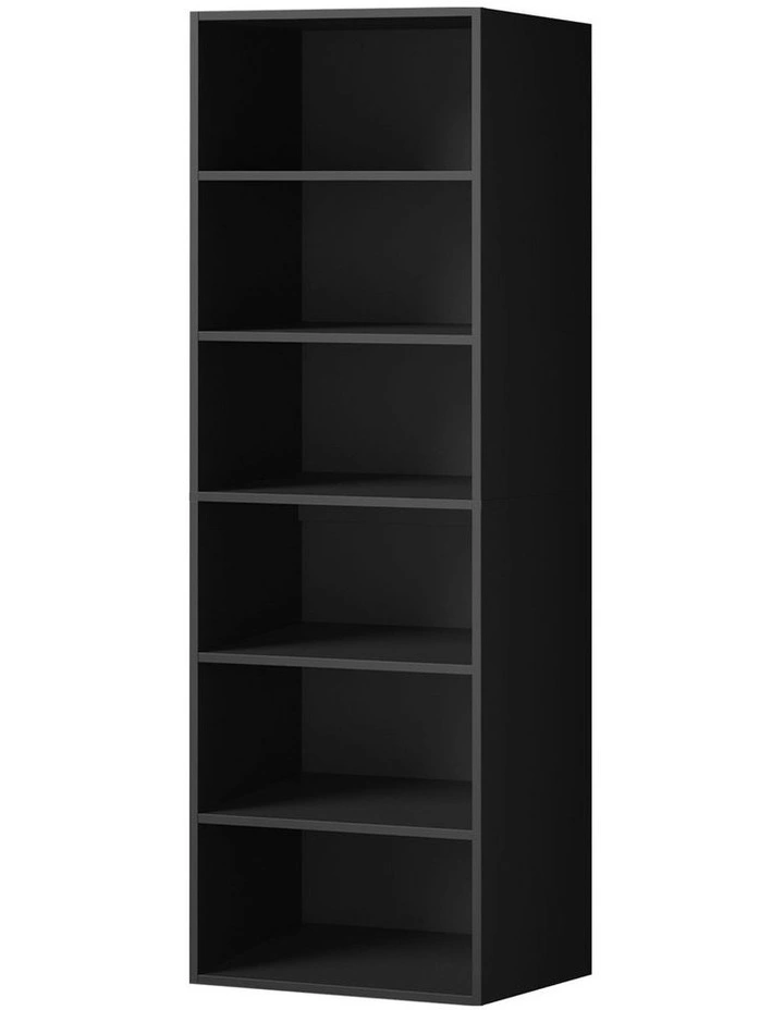 Oikiture Wardrobe Shelf Unit Clothes Storage Cabinet 6 Shelves Organiser Black image 1