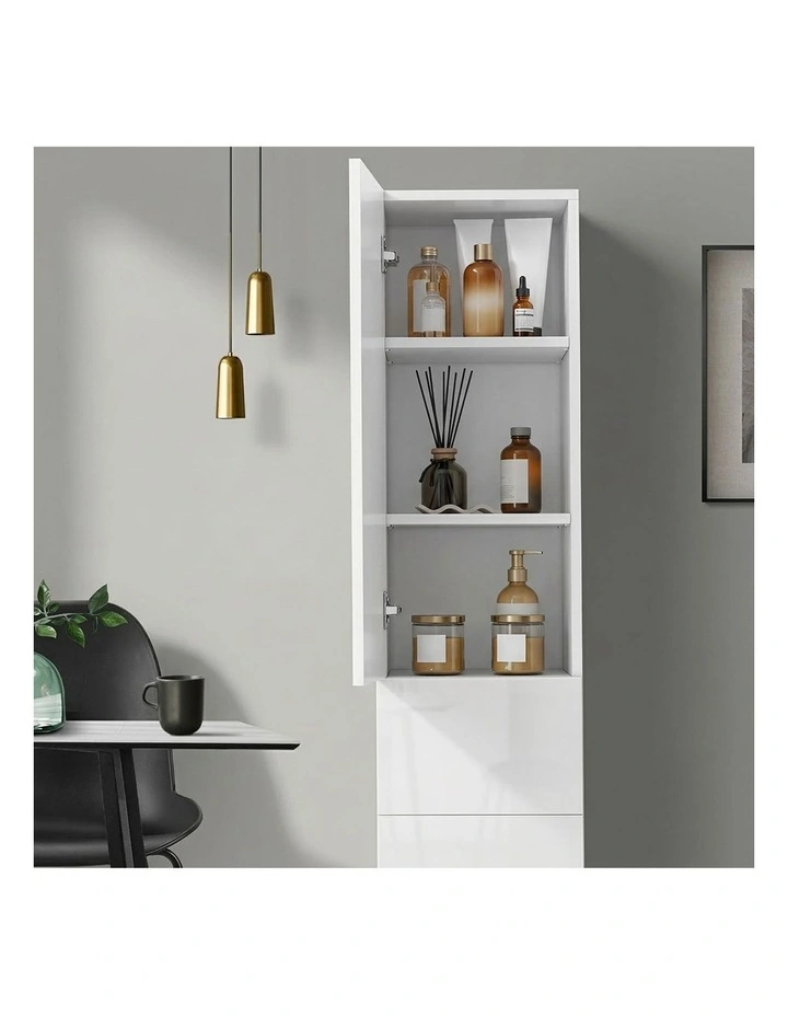 Oikiture Tall Bathroom Cabinet Storage Laundry Slim Toilet Floor Cupboard White image 6