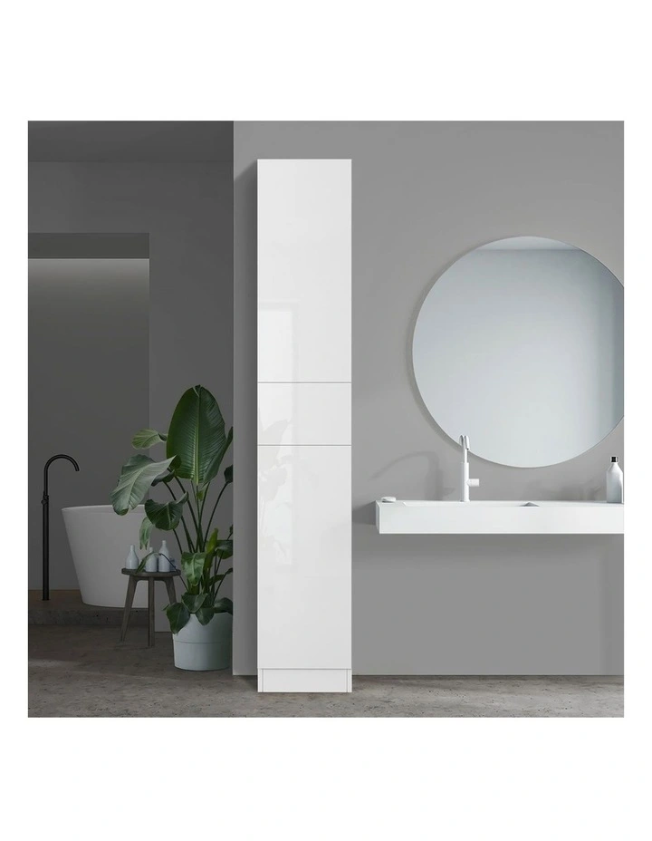 Oikiture Tall Bathroom Cabinet Storage Laundry Slim Toilet Floor Cupboard White image 7