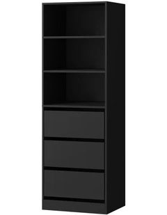 Oikiture Wardrobe Shelf Unit Clothes Storage Cabinet 3 Drawers Organizer Black