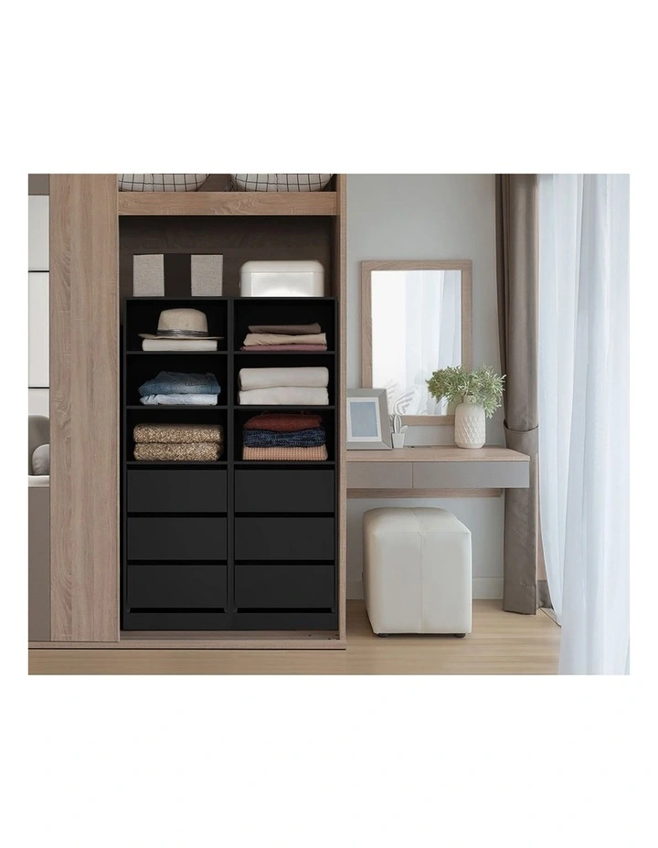 Oikiture Wardrobe Shelf Unit Clothes Storage Cabinet 3 Drawers Organizer Black image 5
