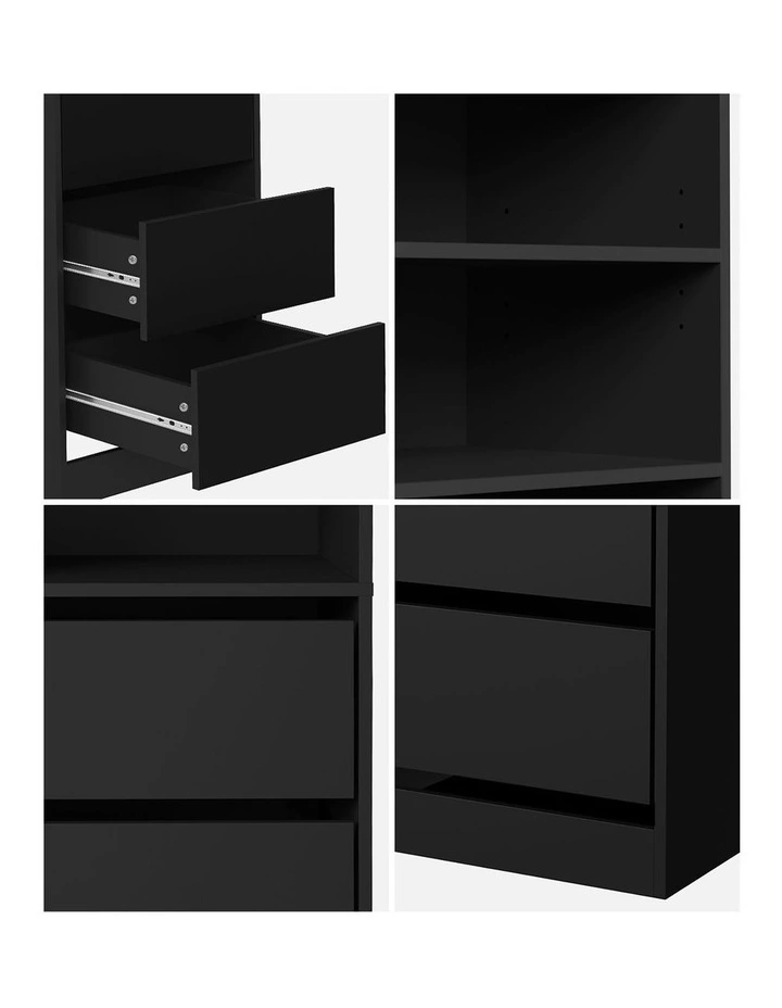 Oikiture Wardrobe Shelf Unit Clothes Storage Cabinet 3 Drawers Organizer Black image 6