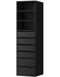 Oikiture Wardrobe Storage Cabinet Shelf Unit Clothes 3 Shelves 6 Drawers Black
