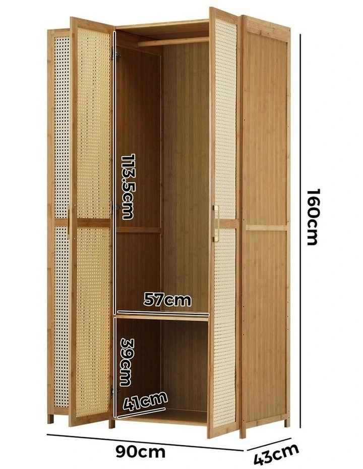 Oikiture Wardrobe Clothes Storage Cabinet Large Cupboard 3 Doors 6 Shelves image 3