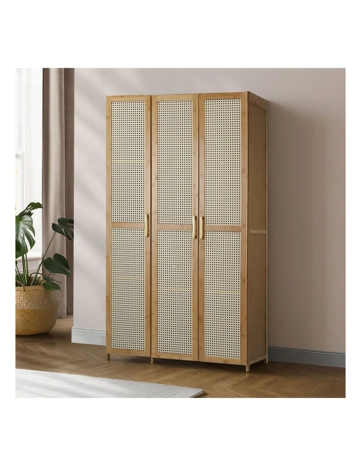 Oikiture Wardrobe Clothes Storage Cabinet Large Cupboard 3 Doors 6 Shelves image 4