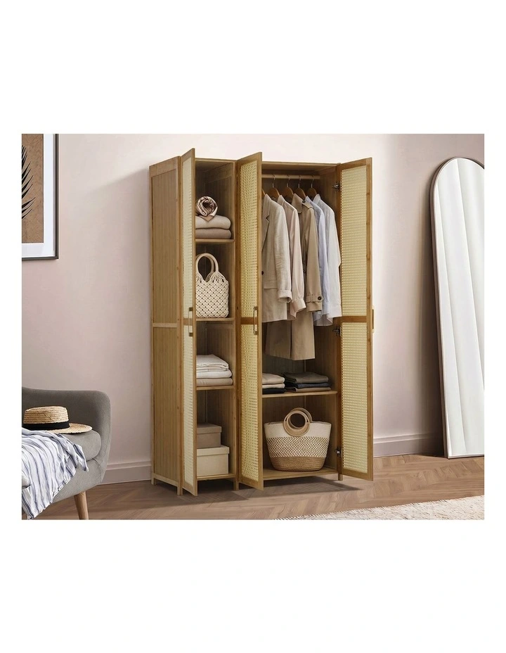 Oikiture Wardrobe Clothes Storage Cabinet Large Cupboard 3 Doors 6 Shelves image 5