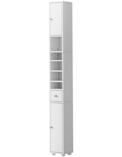Oikiture Tall Bathroom Storage Cabinet Shelf Drawer Tallboy Cupboard White