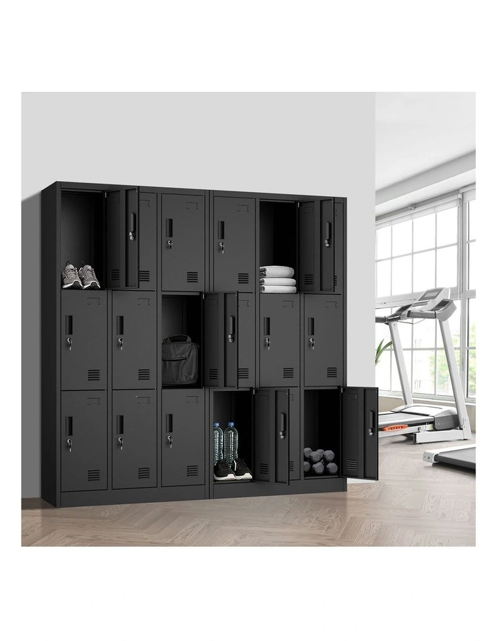 Oikiture 9 Doors Locker Cabinet Steel Storage Cupboard Office School Gym Black image 5