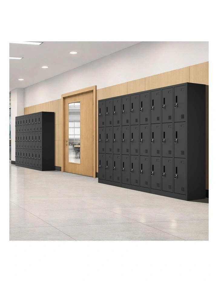 Oikiture 9 Doors Locker Cabinet Steel Storage Cupboard Office School Gym Black image 6