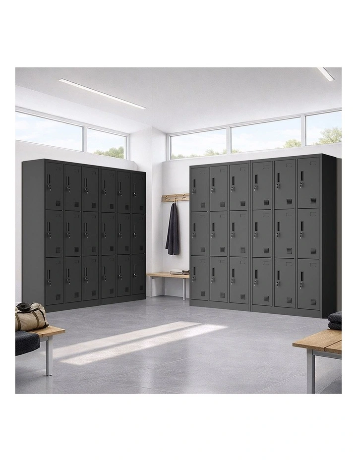 Oikiture 9 Doors Locker Cabinet Steel Storage Cupboard Office School Gym Black image 7