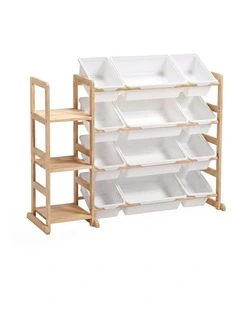 PlayPals Kid Storage Box Toys Organizer 3 Shelves and 12 Bins Display Rack White