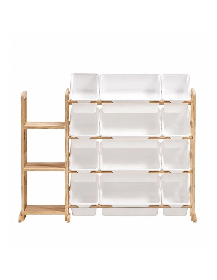 PlayPals Kid Storage Box Toys Organizer 3 Shelves and 12 Bins Display Rack White image 2