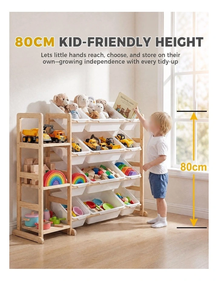 PlayPals Kid Storage Box Toys Organizer 3 Shelves and 12 Bins Display Rack White image 4