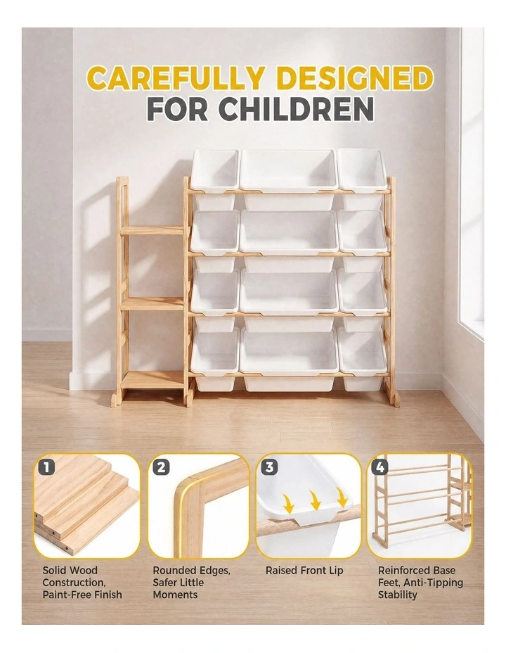 PlayPals Kid Storage Box Toys Organizer 3 Shelves and 12 Bins Display Rack White image 5