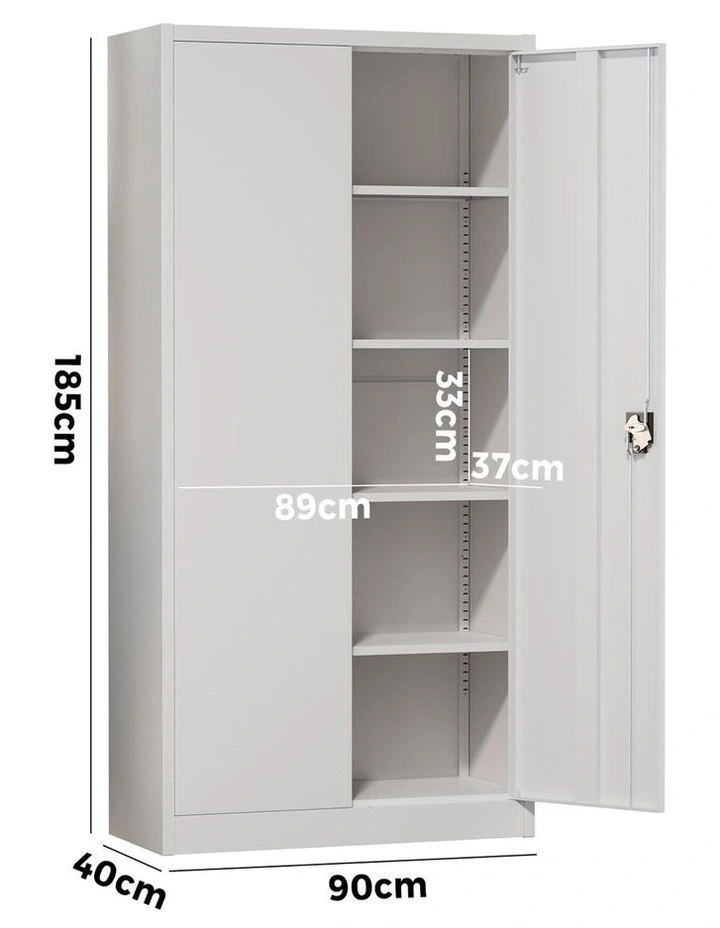 Oikiture Lockable Filing Cabinet 185cm Steel Office Document Storage White image 3