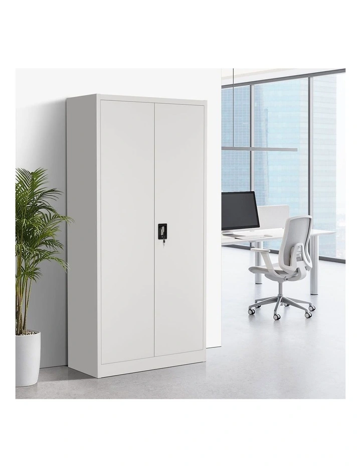 Oikiture Lockable Filing Cabinet 185cm Steel Office Document Storage White image 4