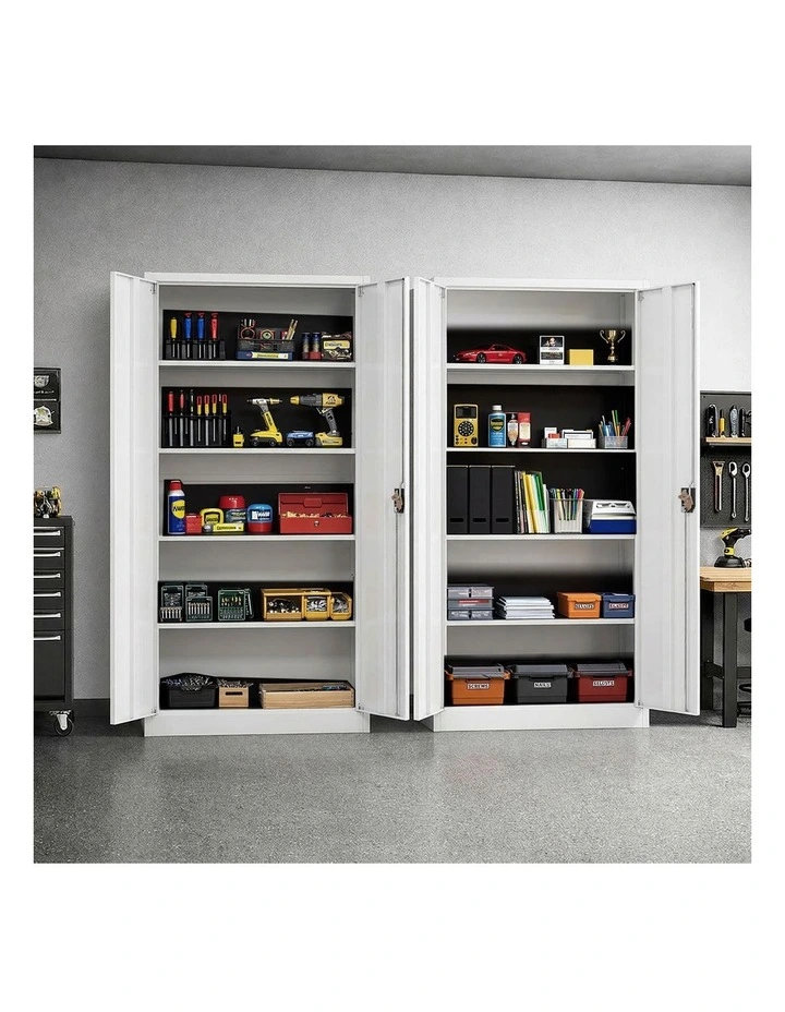 Oikiture Lockable Filing Cabinet 185cm Steel Office Document Storage White image 6