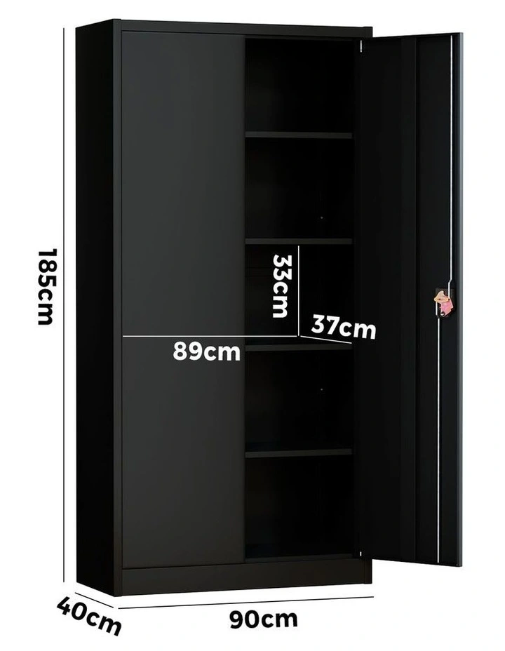 Oikiture Lockable Filing Cabinet 185cm Steel Office Document Storage Black image 3