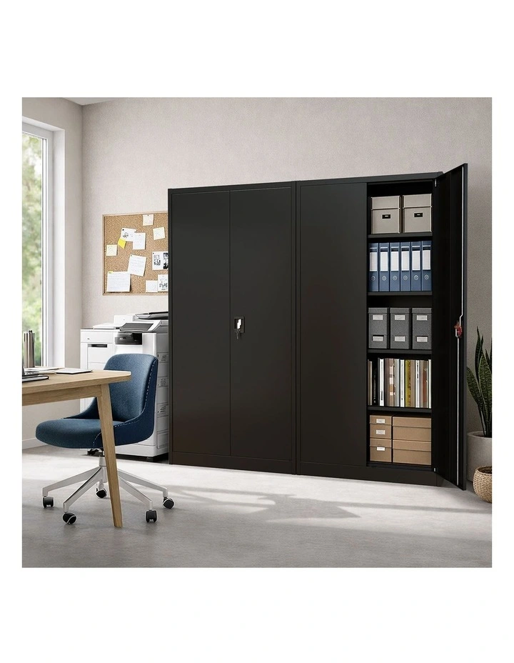 Oikiture Lockable Filing Cabinet 185cm Steel Office Document Storage Black image 5
