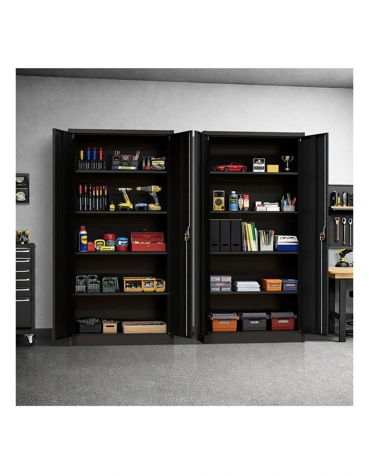 Oikiture Lockable Filing Cabinet 185cm Steel Office Document Storage Black image 6