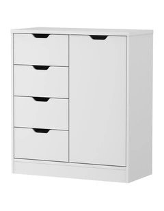 Oikiture Storage Cabinet Bathroom Buffet 4 Drawer Freestanding Cupboard White