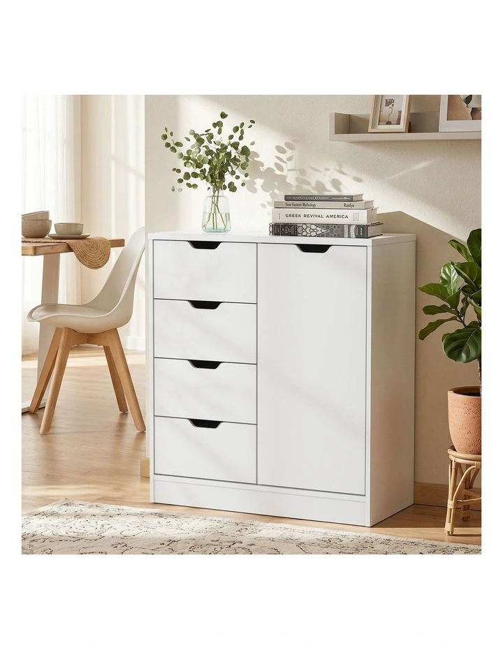 Oikiture Storage Cabinet Bathroom Buffet 4 Drawer Freestanding Cupboard White image 4