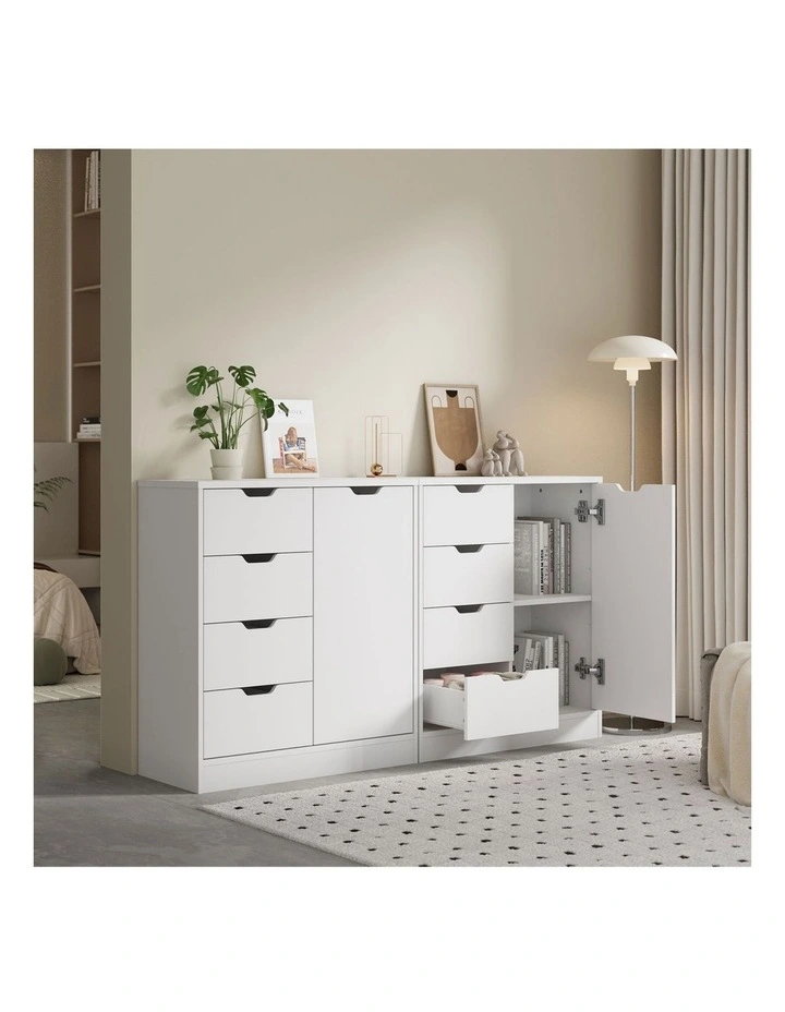 Oikiture Storage Cabinet Bathroom Buffet 4 Drawer Freestanding Cupboard White image 5