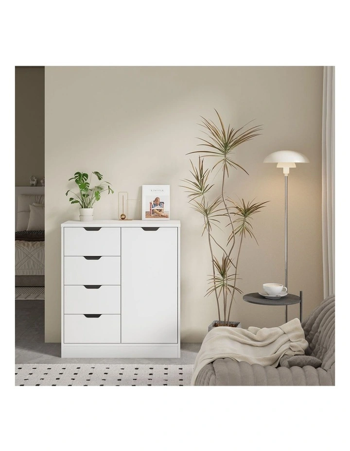 Oikiture Storage Cabinet Bathroom Buffet 4 Drawer Freestanding Cupboard White image 7