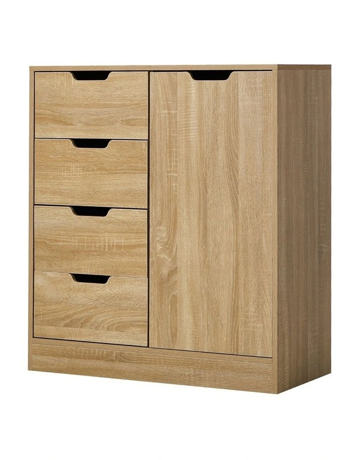 Oikiture Storage Cabinet Bathroom Buffet 4 Drawer Freestanding Cupboard Natural image 1