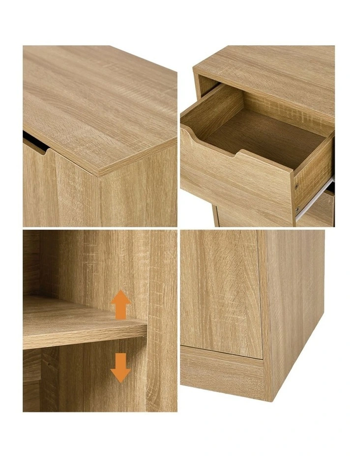 Oikiture Storage Cabinet Bathroom Buffet 4 Drawer Freestanding Cupboard Natural image 6