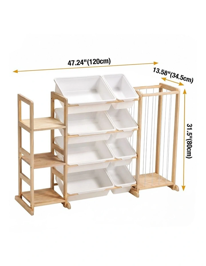 PlayPals Kid Storage Box Toys Organizer Plushies Display with 3 Shelves & 8 Bins image 3