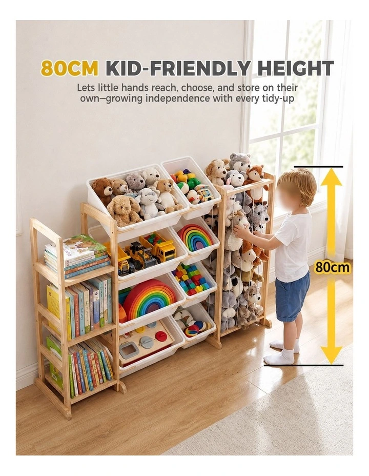 PlayPals Kid Storage Box Toys Organizer Plushies Display with 3 Shelves & 8 Bins image 4