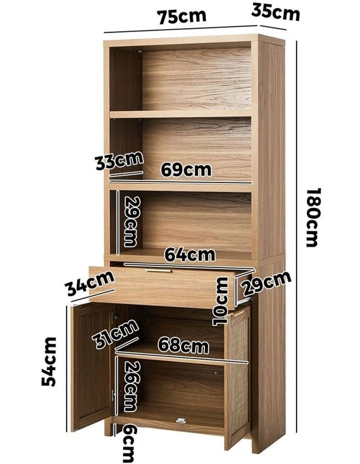 Oikiture Display Shelf Bookshelf Bookcase Adjustable Storage Cabinet 5 Tier image 3