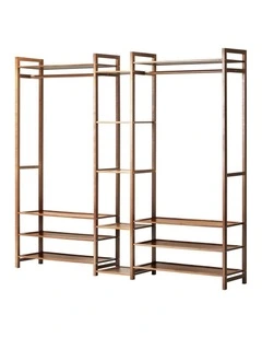Oikiture Clothes Rack Open Wardrobe Garment Coat Hanging Rail Bamboo 13 Shelves