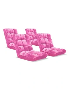 SOGA 4X Floor Recliner Folding Lounge Sofa Futon Couch Folding Chair Cushion Light Pink