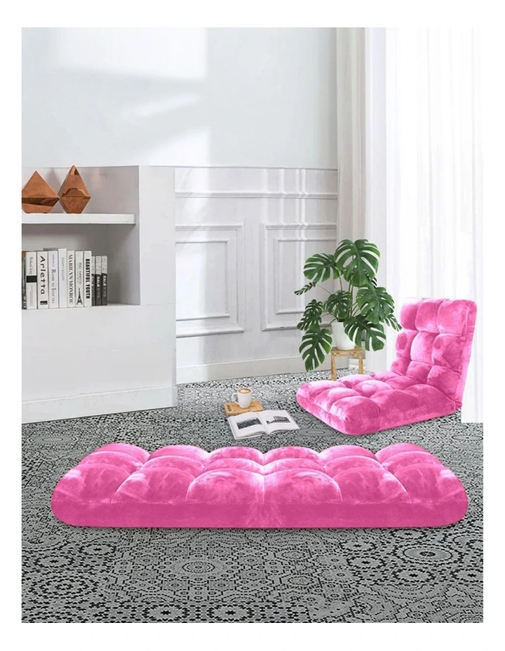 SOGA 4X Floor Recliner Folding Lounge Sofa Futon Couch Folding Chair Cushion Light Pink image 4