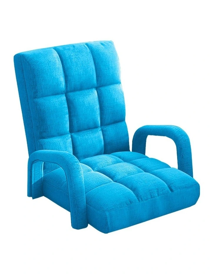 SOGA Foldable Lounge Cushion Adjustable Floor Lazy Recliner Chair with Armrest Blue image 1